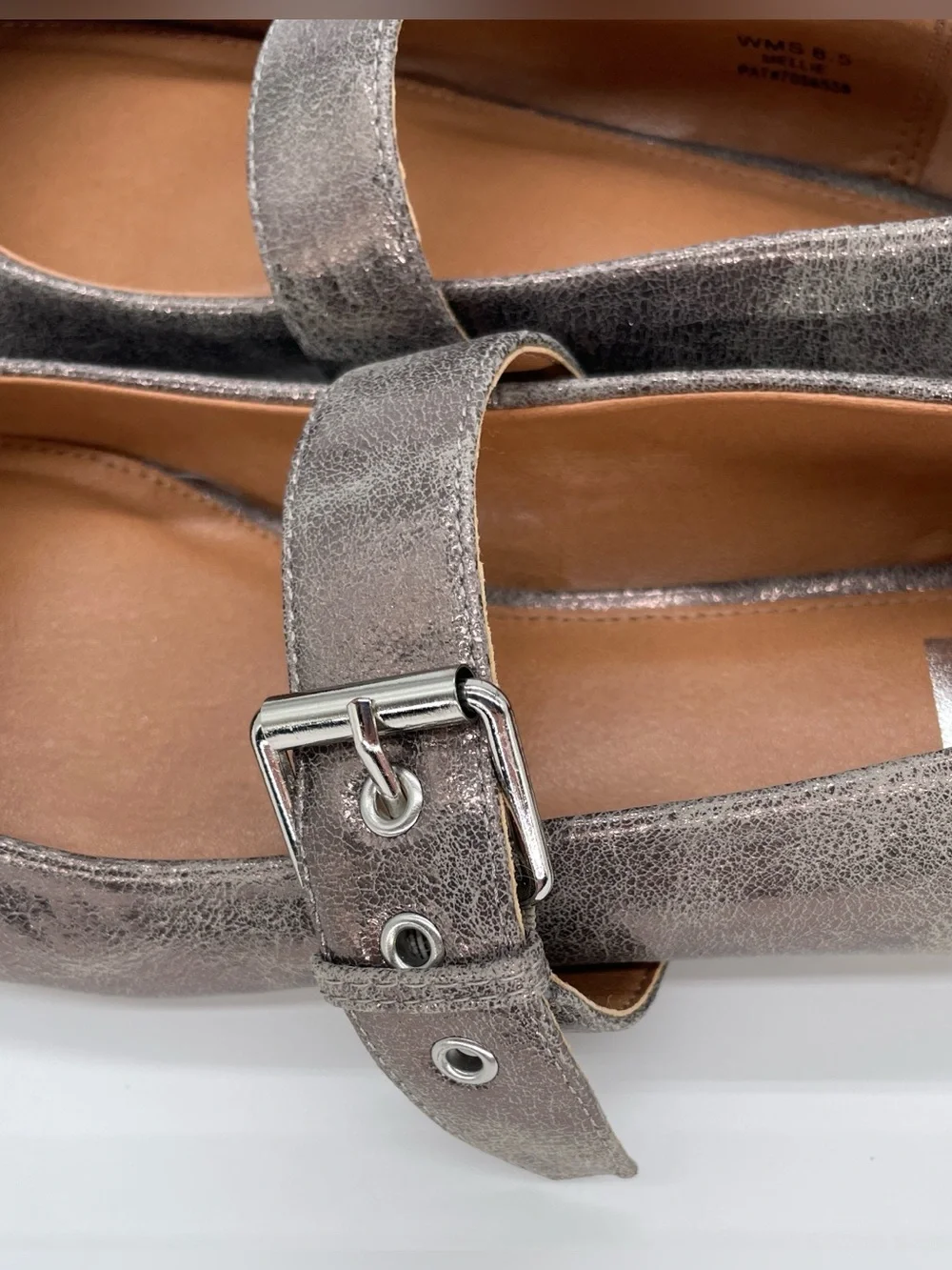DV Dolce Vita Mellie Pewter Metallic Mary Jane Flats - Size 8.5 NWOB